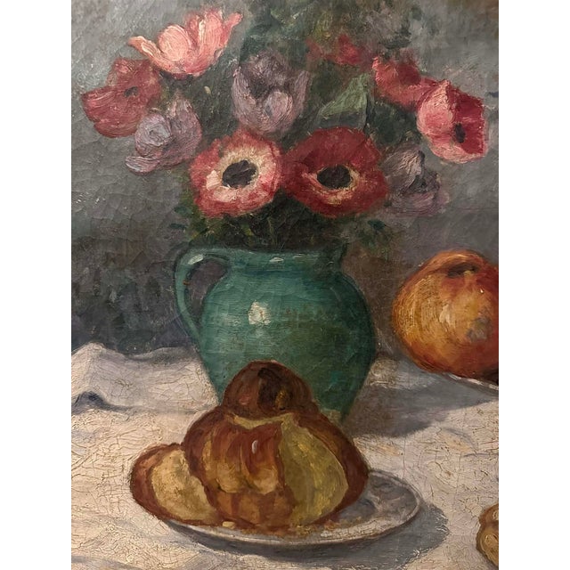 Antique French School Still Life Oil Painting of Fruit & Flowers, Late 19th–Early 20th Century For Sale - Image 4 of 10