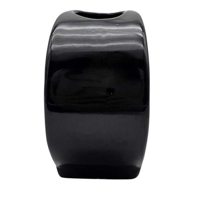 Asian Modern Sculptural Ikebana Ceramic Vase, Crescent Form, 9.25" For Sale - Image 3 of 13