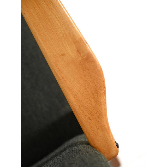 Scandinavian Beech Armchairs in Grey Upholstery, 1950s, Set of 2 For Sale - Image 6 of 12