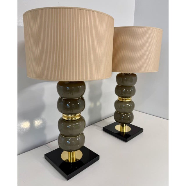 Art Deco Italian Grey Murano Glass Table Lamps, 2000s, Set of 2 For Sale - Image 12 of 15