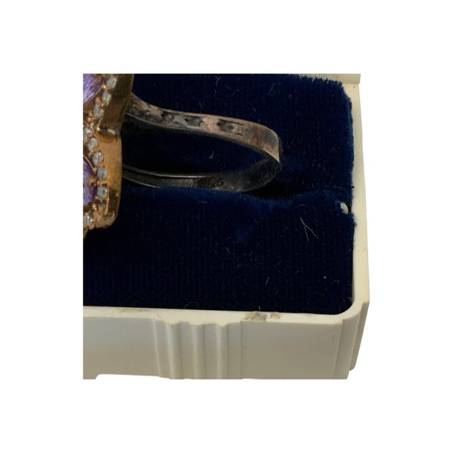 1960s Amethyst Sterling Silver Ring, Size 9.5 For Sale - Image 4 of 5