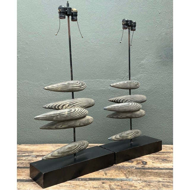 Elevate your interior with this exceptional pair of Postmodern sculptural table lamps. Drawing inspiration from organic...