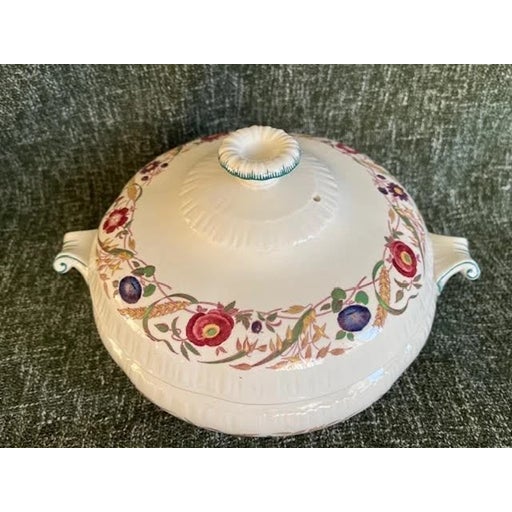 Elegant vintage Wedgwood Etruria England covered tureen in the classic Cornflower pattern, showcasing the exceptional...