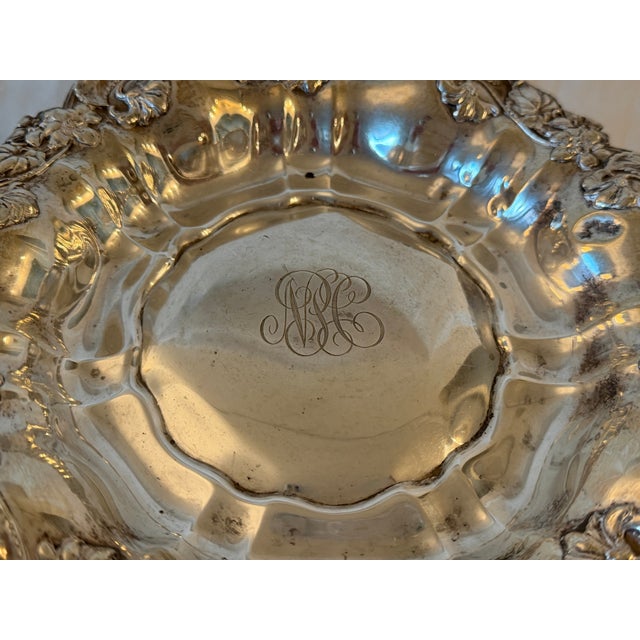 Antique Footed Sterling Silver Plate With Floral Design 570g For Sale - Image 9 of 9