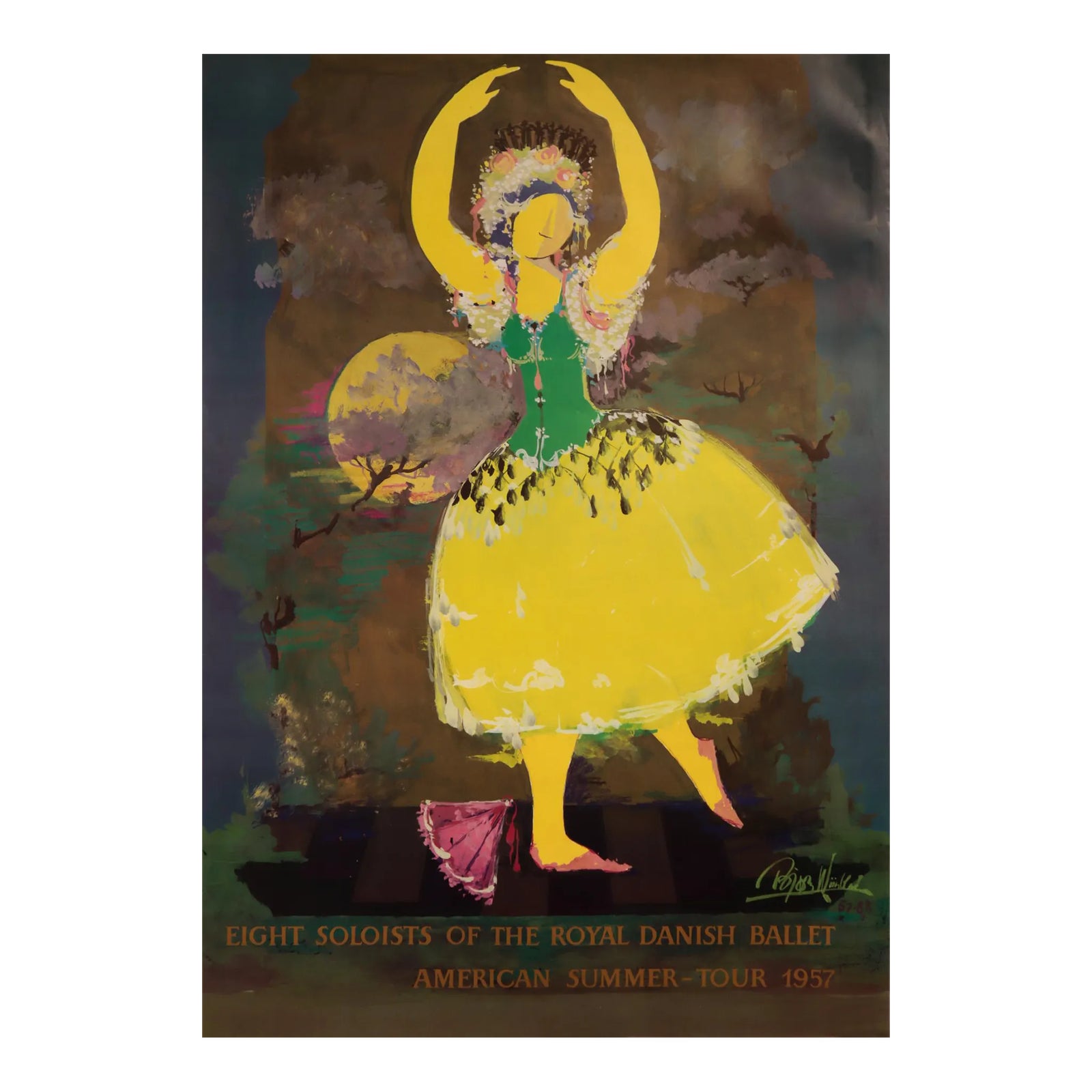 1957 Danish Bjorn Wiinblad Ballet Poster - Eight Soloists of the