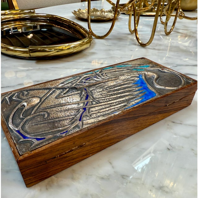 Wood Vintage Decorative Italian Wood Box 1970s Signed For Sale - Image 7 of 7