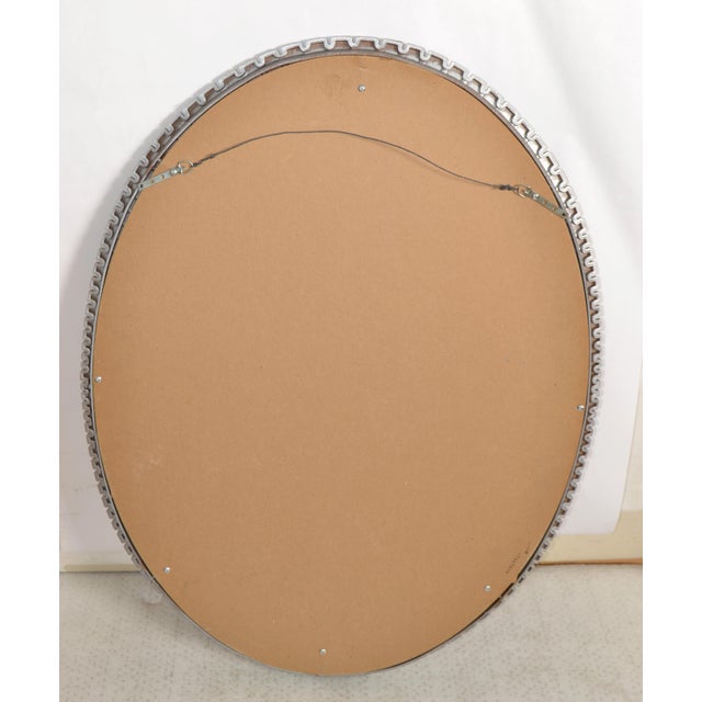 1980 Pair Decorative Oval Fluted Silver Sunburst Wall Mirrors Mid-Century Modern For Sale - Image 10 of 13