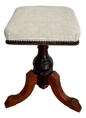 Antique Victorian Mahogany Revolving Piano Stool, 1880s