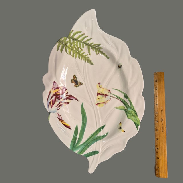 Contemporary Vintage Floral Haven Spode Leaf Shaped Floral Platter 18.8'' X 12'' For Sale - Image 3 of 7