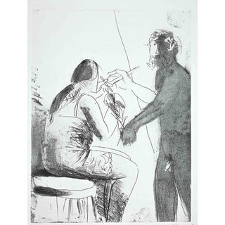 Giacomo Manzú, In the Atelier, Edition of 125, 1968, Etching For Sale