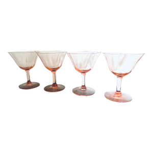 Vintage Blush Pink Depression Sherbet or Champagne Glasses- Set of 4