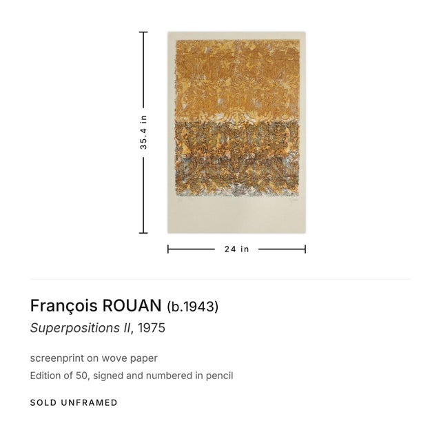 Mid-Century Modern 1975 François Rouan Superpositions II Signed Screenprint For Sale - Image 3 of 3
