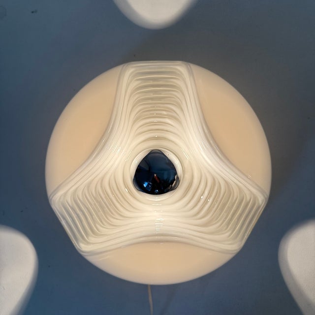 White Milk Glass Wave Wall Lamps from Peill & Putzler, 1970s, Set of 4 For Sale - Image 8 of 10