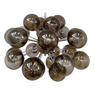 21st Century Ovale Polished Nickel Smoky Bubbles Murano Sputnik Chandelier by Fabio LTD For Sale