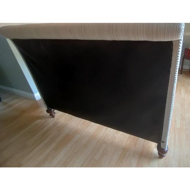 Custom Upholstered Sleigh Bed Frame, Ethan Allen British Classics Sleigh Bed For Sale - Image 11 of 12