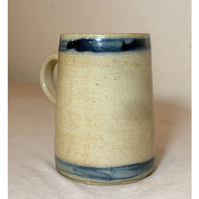 Rare Antique 19th Century Cobalt Glazed Stoneware Pottery Dining Mug Cup Jug For Sale - Image 4 of 9