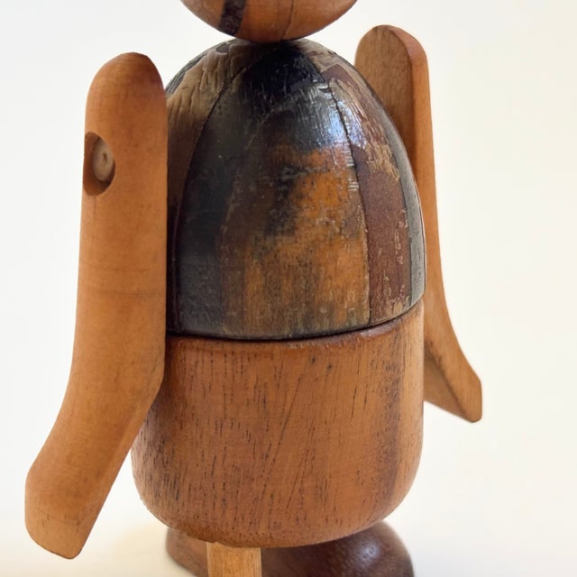 Brown Vintage Handmade Wood Bear For Sale - Image 8 of 12