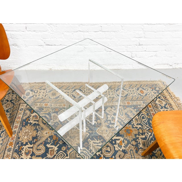 Mid Century Modern Lucite & Glass Coffee | Side Table, C. 1970s For Sale - Image 12 of 13
