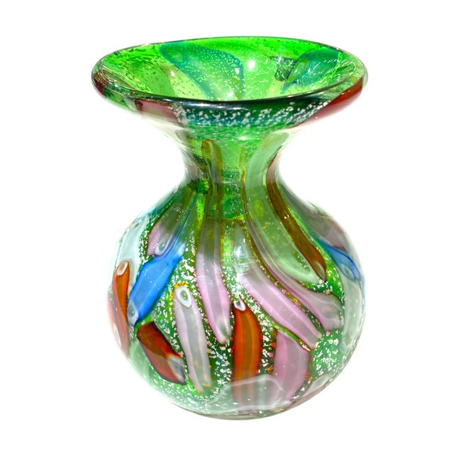 Murano Arte Vetraria Muranese AVeM Hand Blown Tutti Frutti Art Glass Vase For Sale - Image 13 of 15