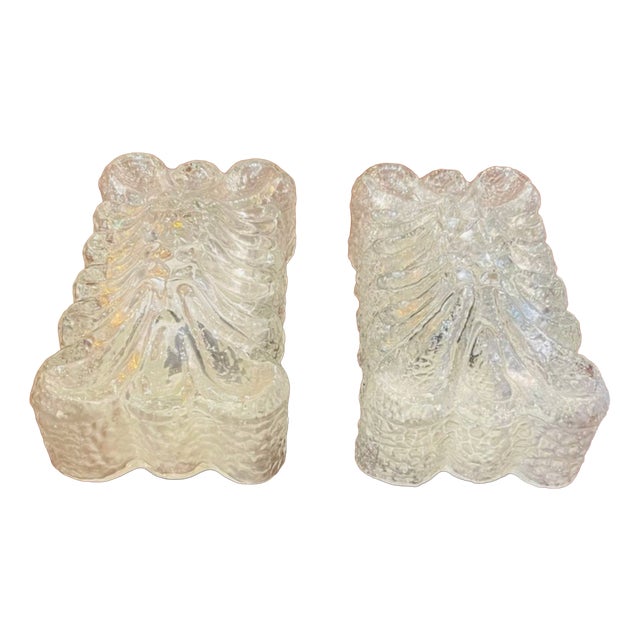 Vintage Wall Lights in Glass, 1960, Set of 2 For Sale