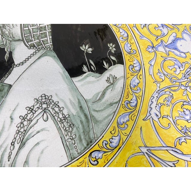 Large 20th Century Ceramic Dish in Yellow and Blue from C.Lombardo, Italy, 1960s For Sale - Image 10 of 14