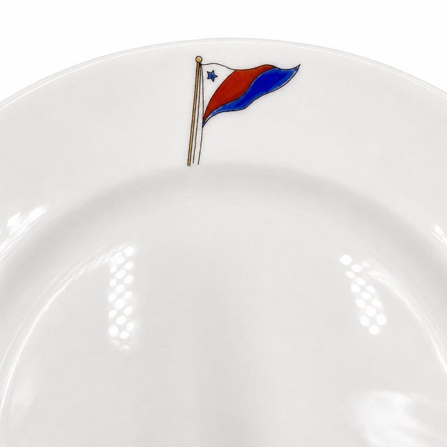 Ivory Vintage New York Yacht Club Nautical Burgee Flag Plate For Sale - Image 8 of 11