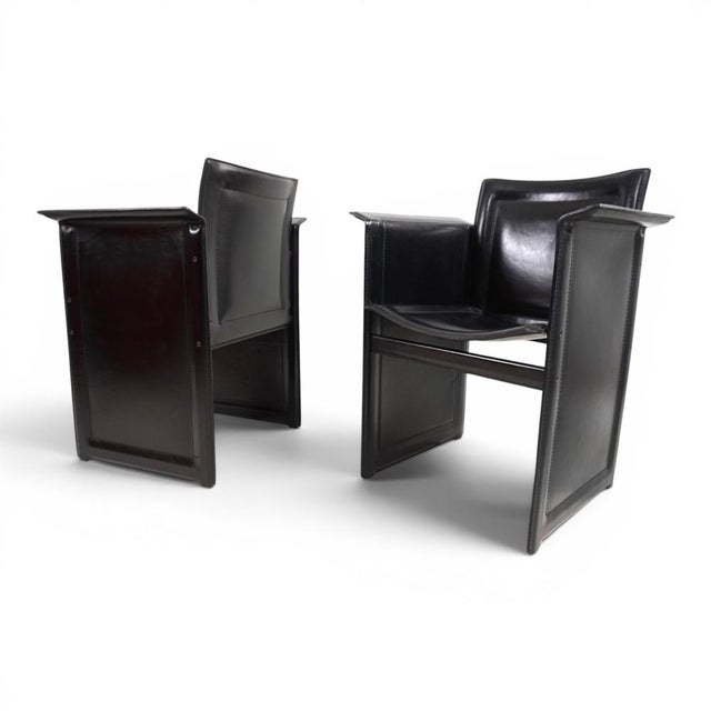 Black Solaria Chairs in Black Leather by Tito Agnoli for Arrben, 1970s, Set of 2 For Sale - Image 8 of 18