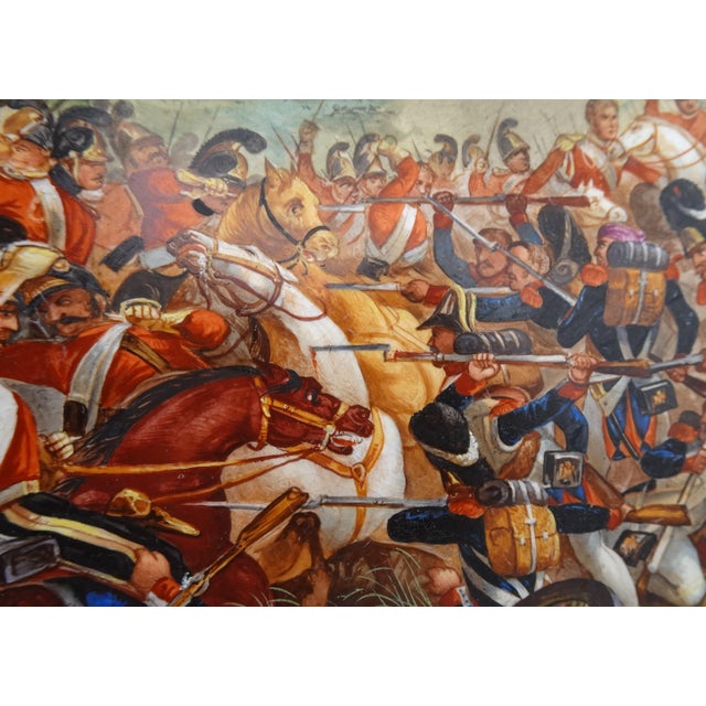 Large Hand-Painted Wall Charger Plate Depicting Waterloo Battle with Napoleon by Jean Antoine Mertel, 1866 For Sale - Image 8 of 18