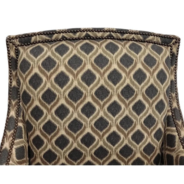 Pair of Modern Bernhardt Portfolio Transitional Upholstered Club Chairs With Nailhead Trim For Sale - Image 9 of 11