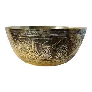 19th Century Chinese Brass Dragon Bowl