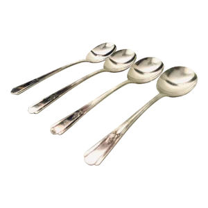 Vintage Rogers Silverplate Art Deco Dinner Soup Spoons- Set of 4