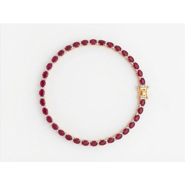 Early 21st Century Natural 18k Gold Ruby 9.75ct & Diamond 0.43ct Bracelet For Sale - Image 5 of 10