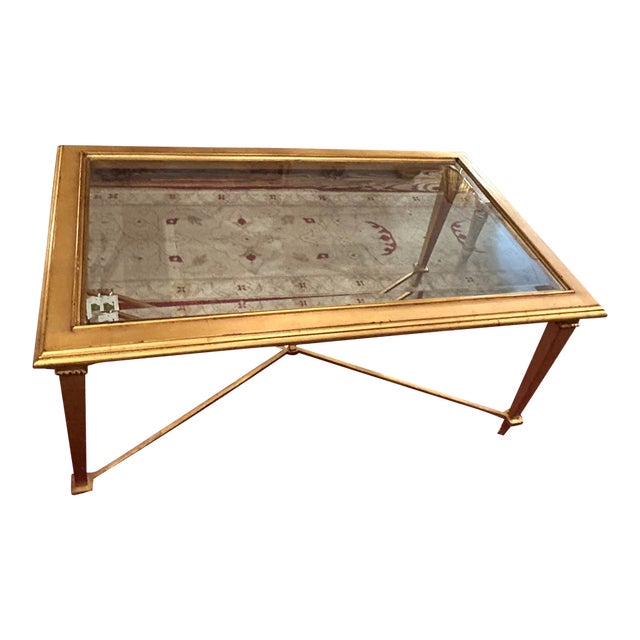 Hickory Chair French Hollywood Regency Gold Rectangular Bristol Coffee Table For Sale