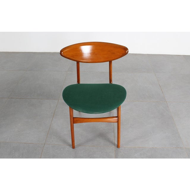 Mid-Century Scandinavian Wood and Green Fabric Chair, 1960s, Set of 6 For Sale - Image 11 of 16