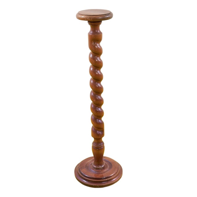 Twisted Wooden Column Plant Stand For Sale