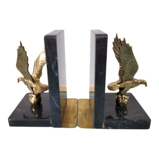 Vintage Bronze & Granite Eagle Bookends - a Pair For Sale