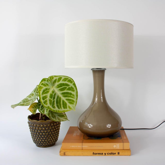 Vintage Portuguese Grey Opaline Glass Table Lamp, 1960s For Sale - Image 13 of 13
