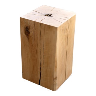 Beech Solid Wood Cube Side Table For Sale