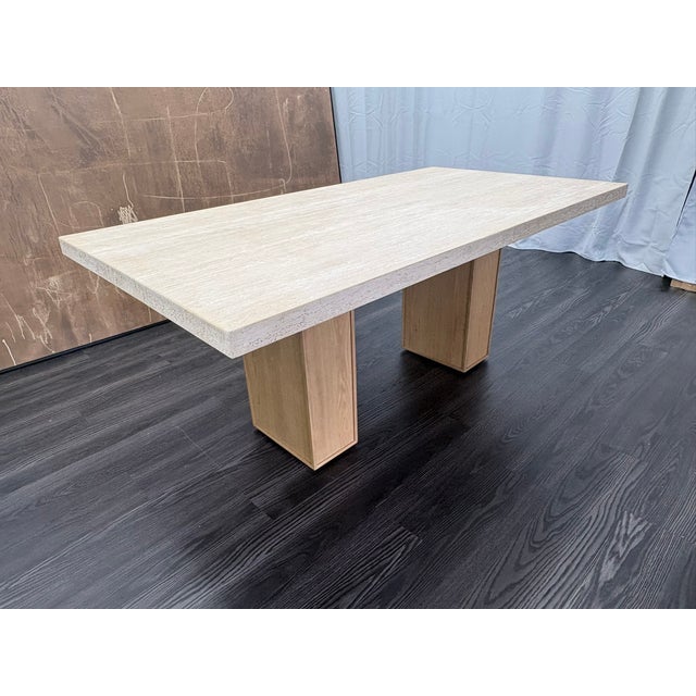 Rh Lumi Rectangular Dining Table 72" | Light Oak | Turkish Travertine For Sale - Image 10 of 18