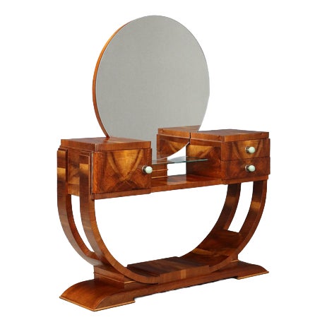 Art Deco Dressing Table Veneered in Walnut Pedule For Sale