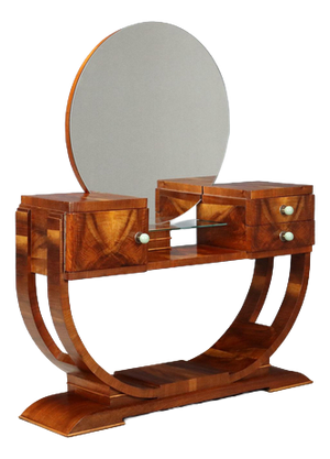 Art Deco Dressing Table Veneered in Walnut Pedule
