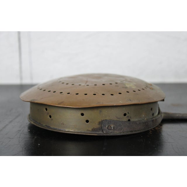 Antique Late 19th Century Victorian Copper & Cast Iron Bed Warming Pan For Sale - Image 4 of 13