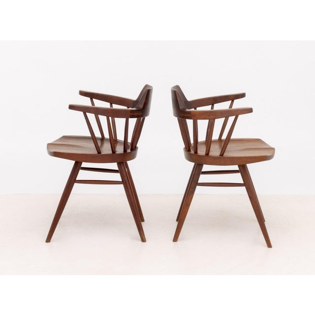 1960s George Nakashima Walnut Captain's Armchairs, Pair For Sale - Image 5 of 10