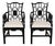 Pair of English Chinese Chippendale Style Black Lacquered Armchairs, circa 1950 For Sale