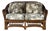 Vintage Coastal Organic Bohemian Rattan & Leather-Wrapped Loveseat For Sale