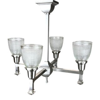 Brushed Nickel 4-Light Chandelier by Brass Light Gallery, Milwaukee For Sale