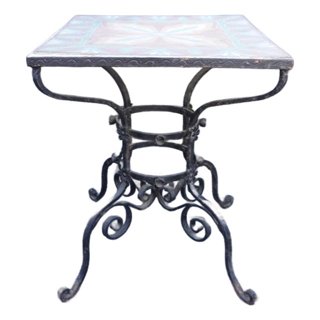 1930s Spanish Revival Meets Egyptian Revival Tile-Top Table For Sale