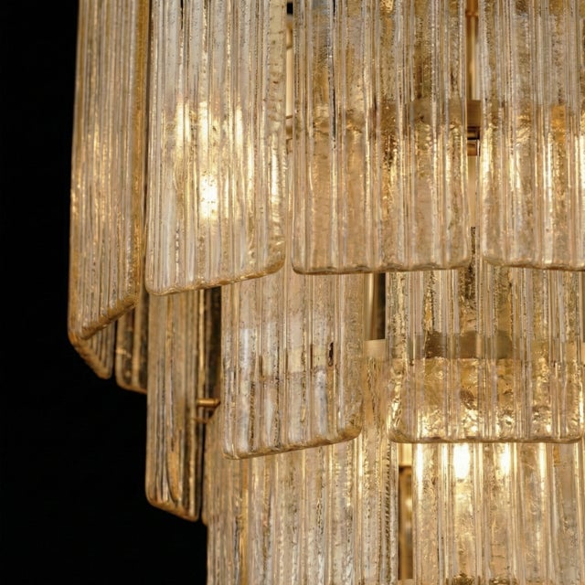 Mid-Century Modern Murano Glass Listello Chandelier, 1970s For Sale - Image 3 of 5
