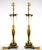 Wonderful pair of French bonze ormolu mounted frame with black marble neoclassical style pair table lamp. Each lamp...