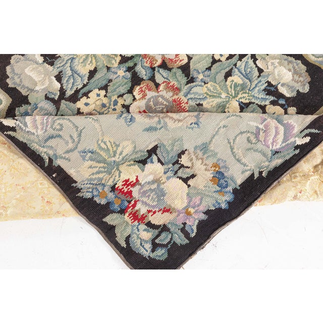 1920s 1920s English Needlepoint Rug with Floral Medallion Design For Sale - Image 5 of 6